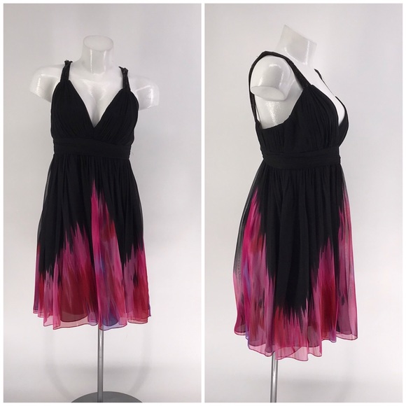Marchesa Dresses & Skirts - MARCHESA NOTTE DRESS Gown Silk Black Pink Sheath 8